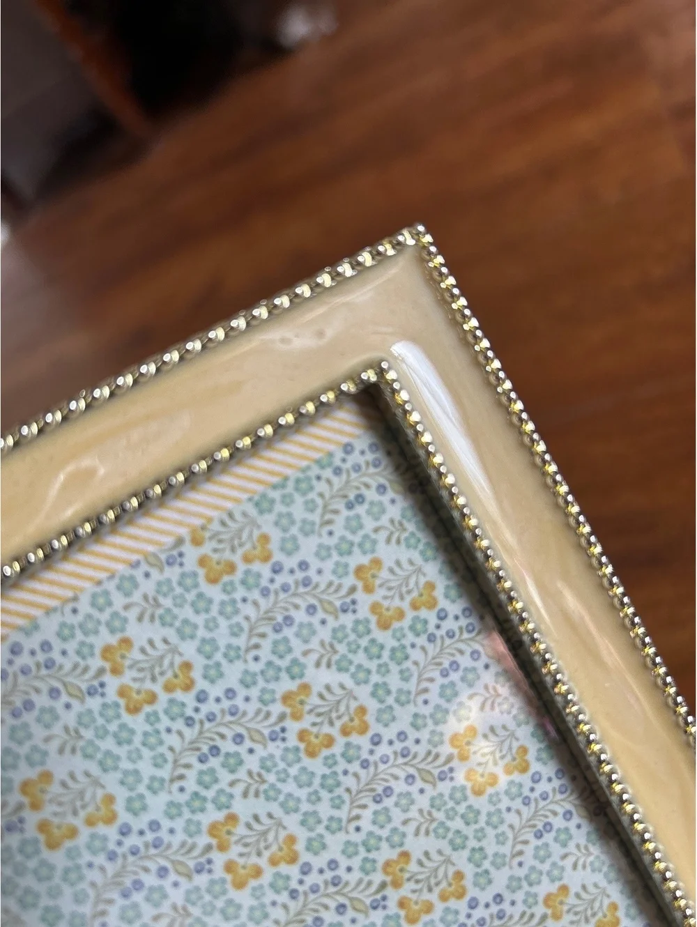 Beige Decorative Photo Frame with Beaded Trim